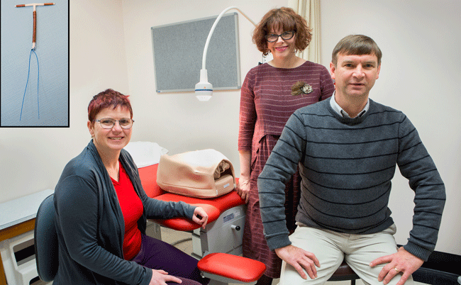 The 2019 Proof of Concept competition winners (from left) Helen Paterson, Emma Macfarlane and Michael Stitely of the Department of Women's and Children's Health. Photo: Sharron Bennett.